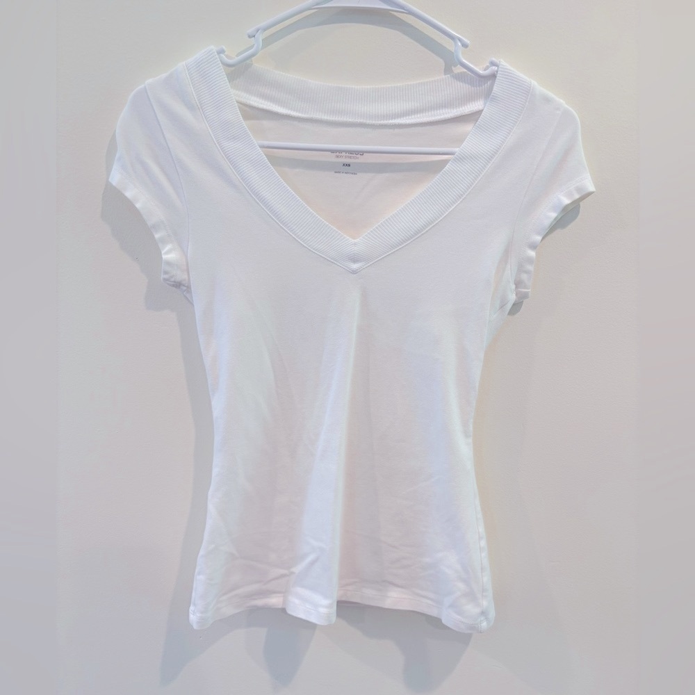 Express White Fitted Short Sleeve T-Shirt